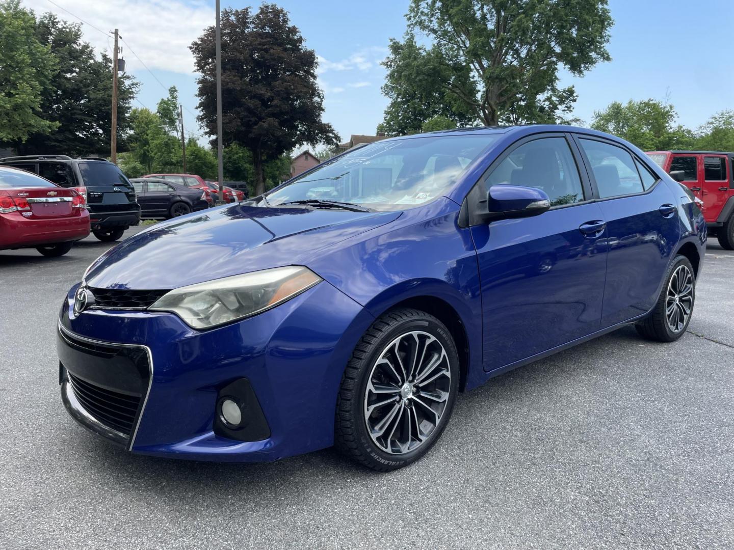2014 blue /black Toyota Corolla L 4-Speed AT (2T1BURHE7EC) with an 1.8L L4 DOHC 16V engine, 4-Speed Automatic transmission, located at 101 N. Main Street, Muncy, PA, 17756, (570) 546-5462, 41.207691, -76.785942 - Photo#0