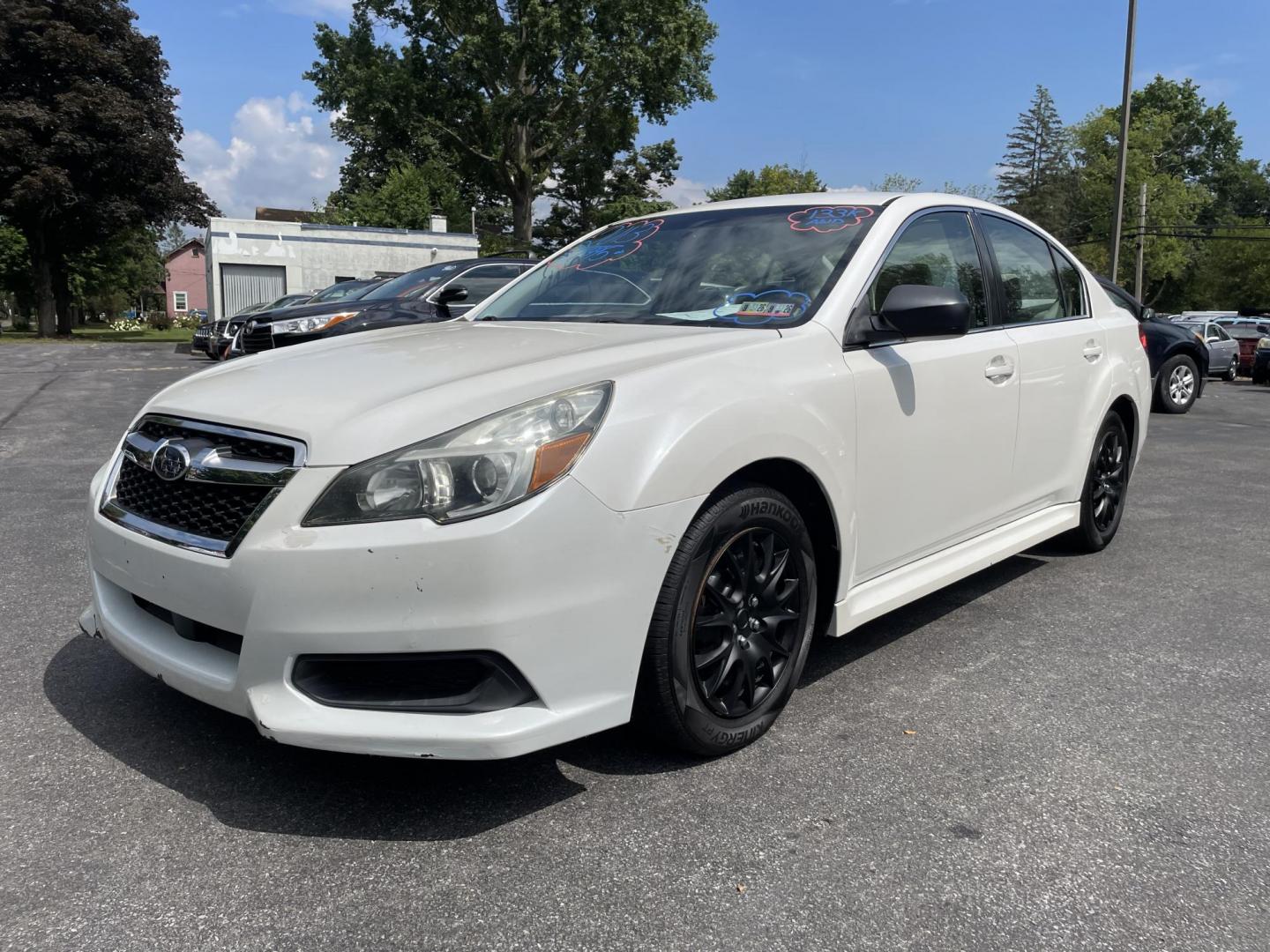 2013 White /tan Subaru Legacy 2.5i (4S3BMBA6XD3) with an 2.5L H4 SOHC 16V engine, Continuously Variable Transmission transmission, located at 101 N. Main Street, Muncy, PA, 17756, (570) 546-5462, 41.207691, -76.785942 - Photo#0