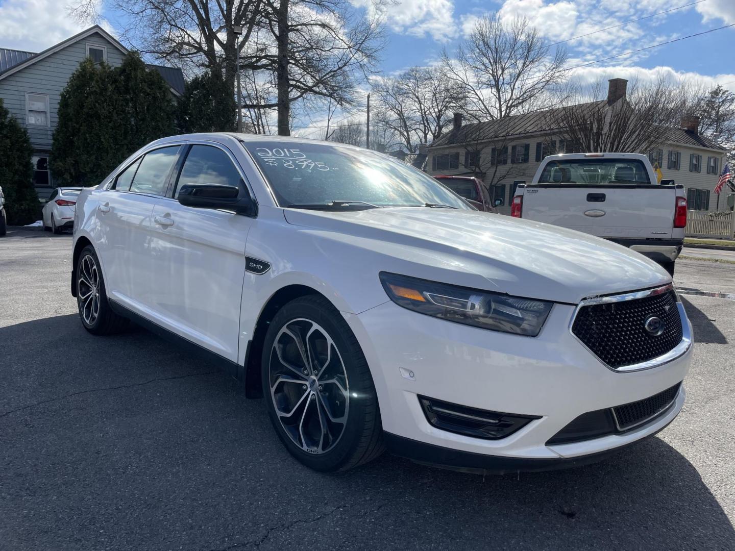 2015 White /black Ford Taurus SHO AWD (1FAHP2KT2FG) with an 3.5L V6 DOHC 24V engine, 6-Speed Automatic transmission, located at 101 N. Main Street, Muncy, PA, 17756, (570) 546-5462, 41.207691, -76.785942 - Photo#1